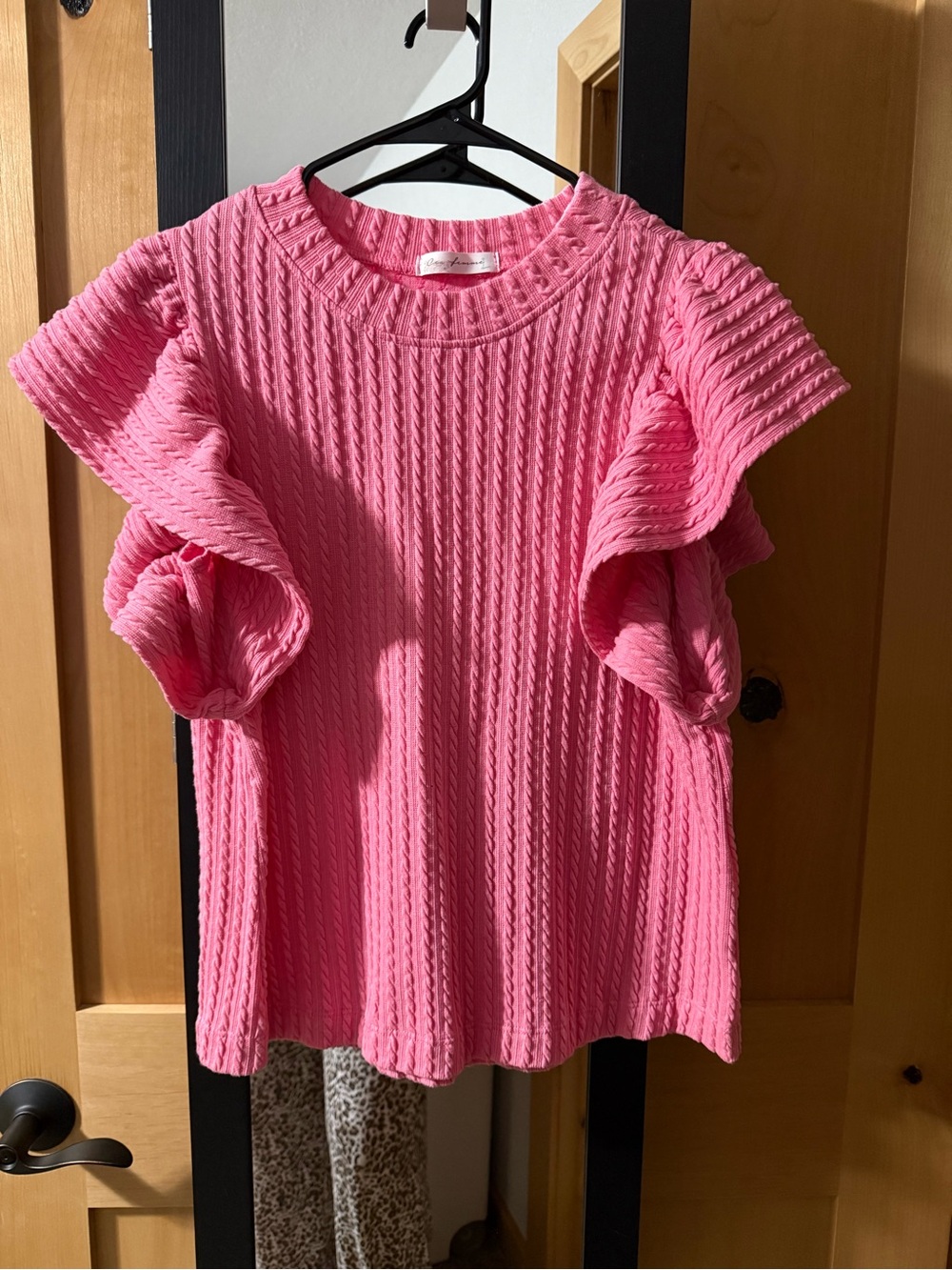 Ces Femme Bright Pink Ruffle Sleeve Knit Top